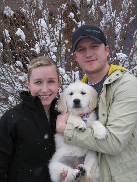 White Girl (Willow) with her new family, Emily and Joel.