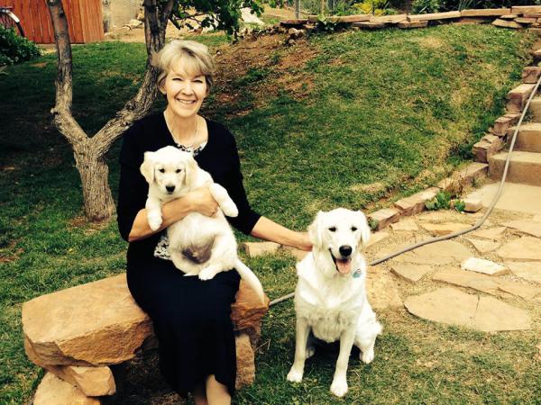 Marsha with Hunter and Lily.  Two very fine dogs.